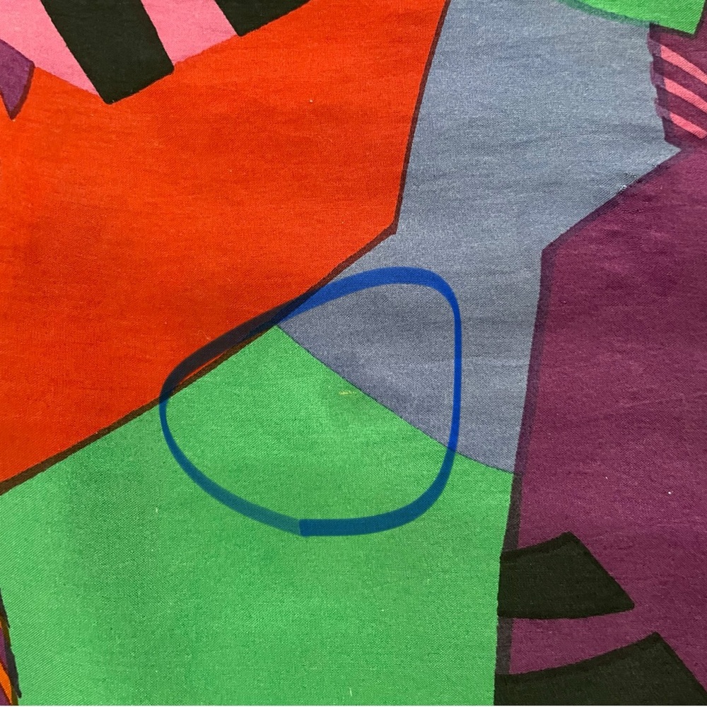 80’s 90’s colorful geometric Barbie-vibes silk blouse - Picture 7 of 7